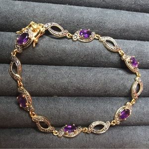 Amethyst Marcasite Sterling Silver Bracelet